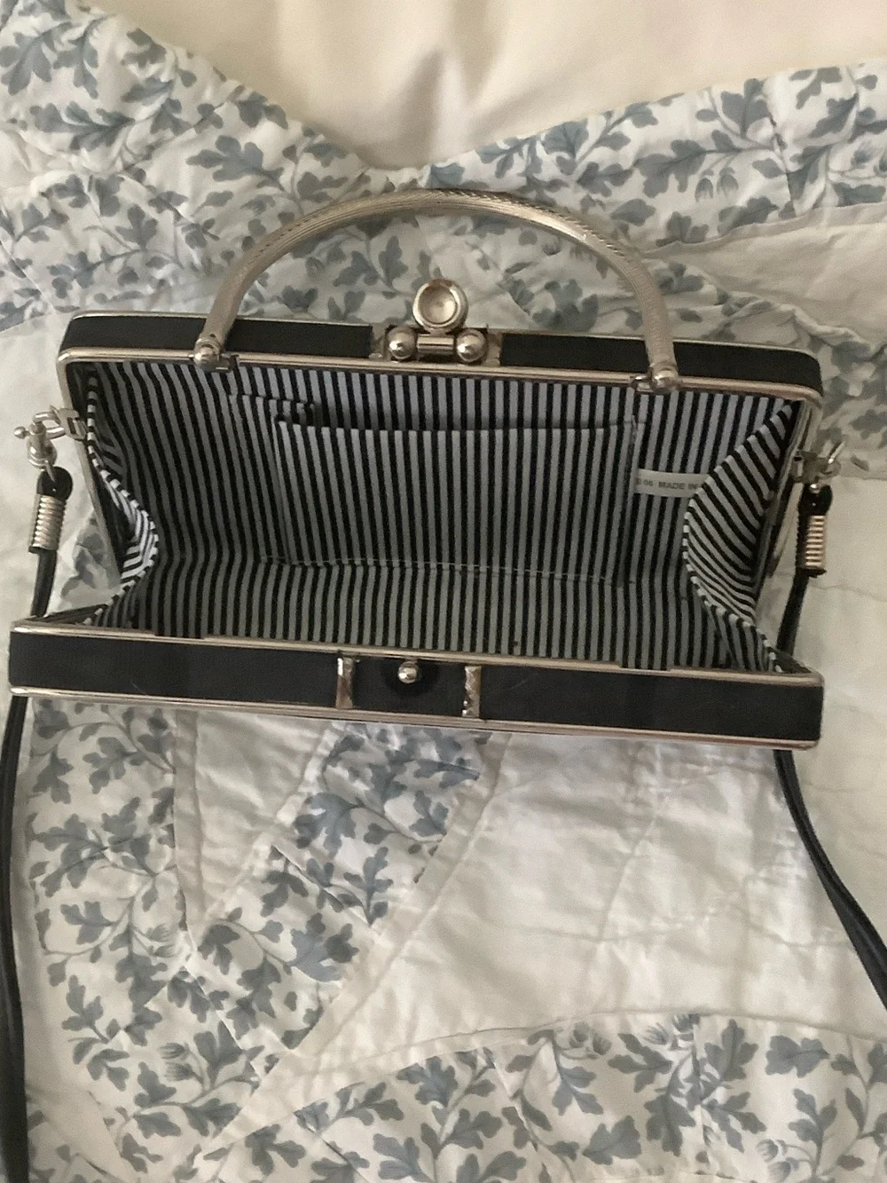 Monochrome Cityscape Clutch with Detachable Strap - Black/Gray